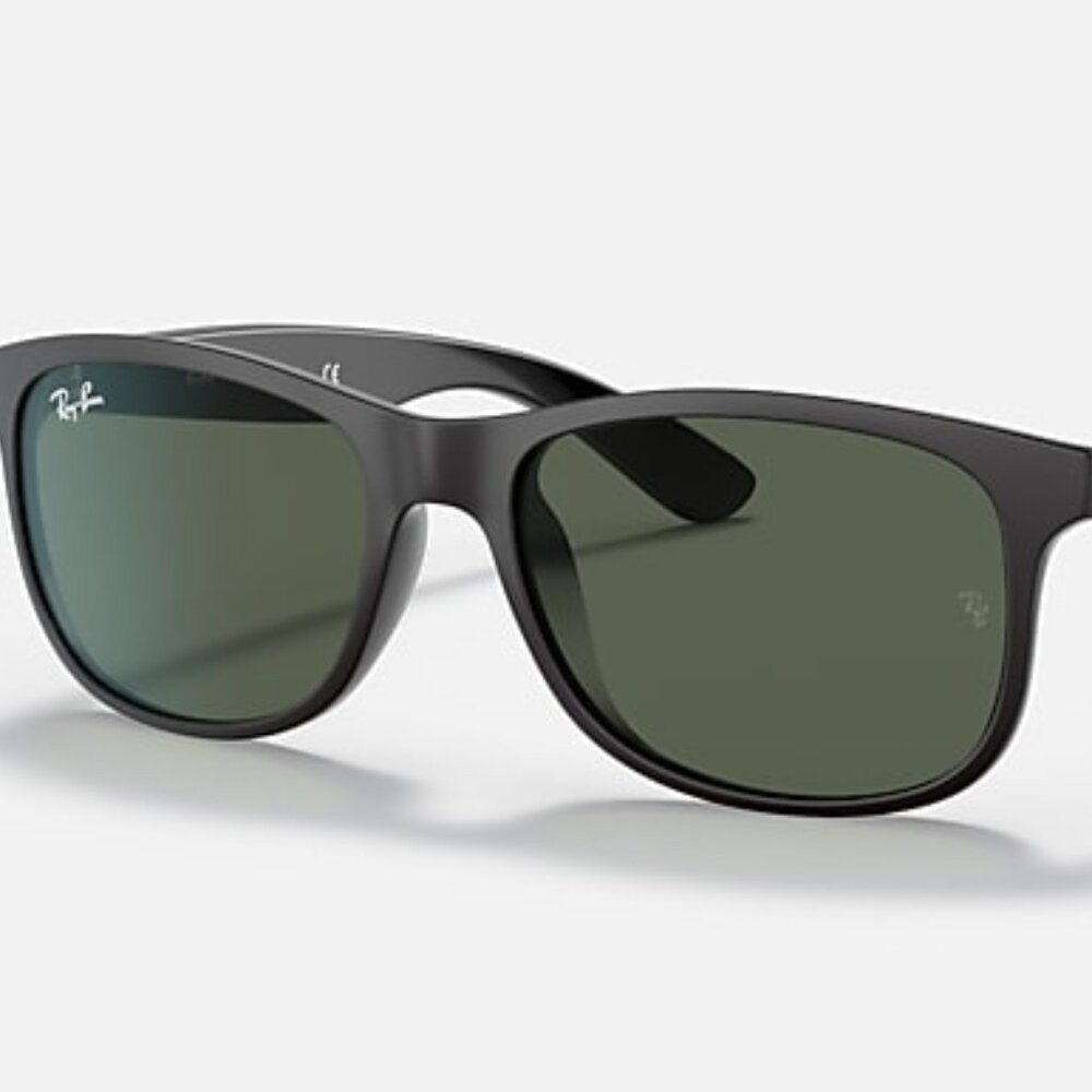 NEW RAY-BAN RB4202 Matte Black Square Green Lens Sunglasses 55-17